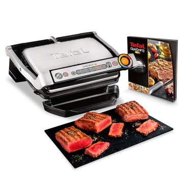 Tefal OptiGrill+ Kontaktgrill, 6 Programme, Garstufenanzeige, Abnehmbare Platten, Manueller Modus, Elektrogrill, Edelstahl, GC712D12 im Sale
